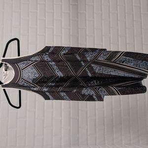 Express cold shoulder black & white sequin dress, size XS